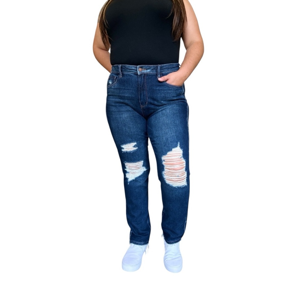 NEW Judy Blue Full Size High Waist Rigid Magic Heavy Destroy Straight Jeans